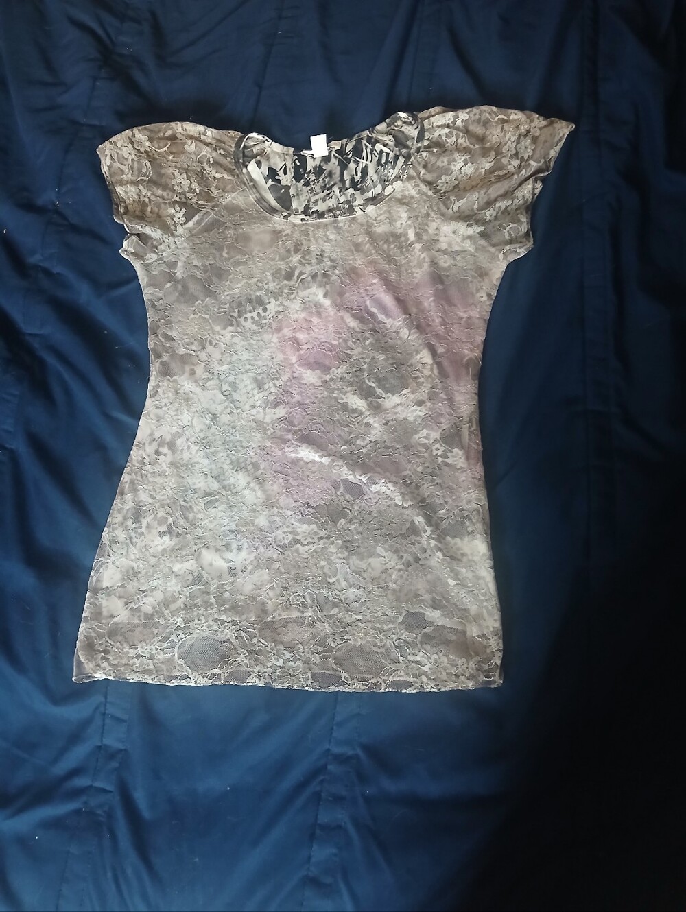 Vintage Dressbarn Y2K Sheer Floral Lace Top Size Medium